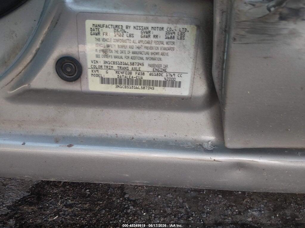 3N1CB51D16L587345 2006 NISSAN SENTRA photo no. 9