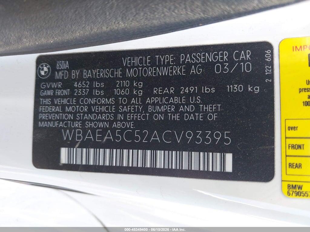 WBAEA5C52ACV93395 2010 BMW 650I photo no. 9