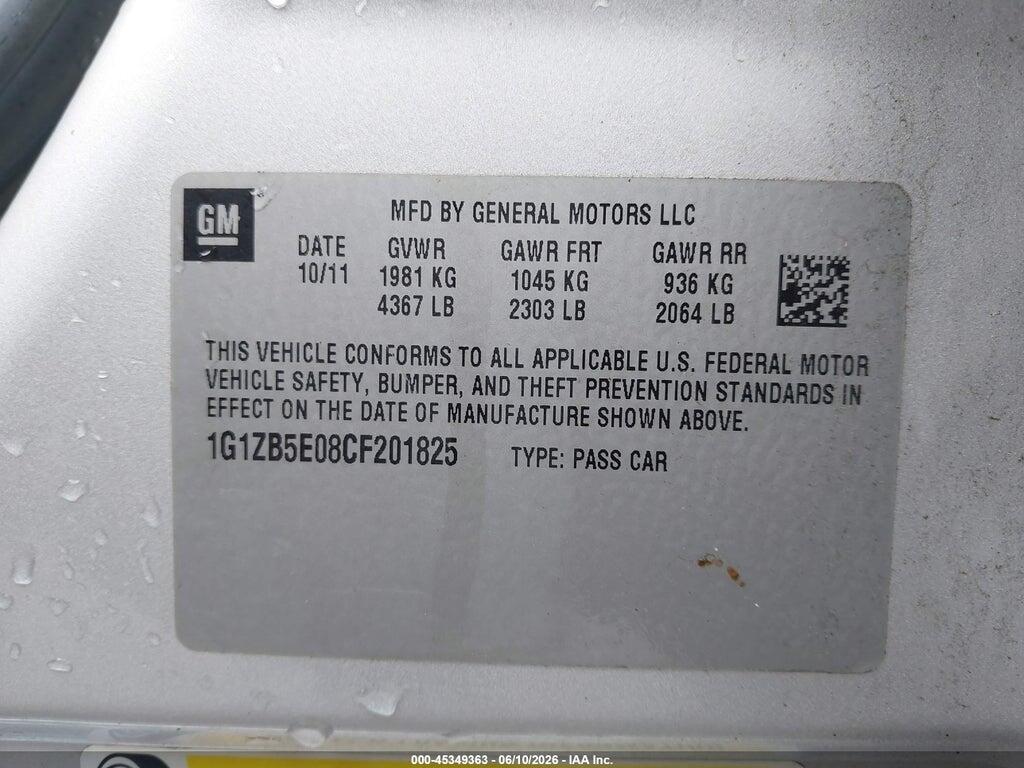 1G1ZB5E08CF201825 2012 CHEVROLET MALIBU photo no. 9
