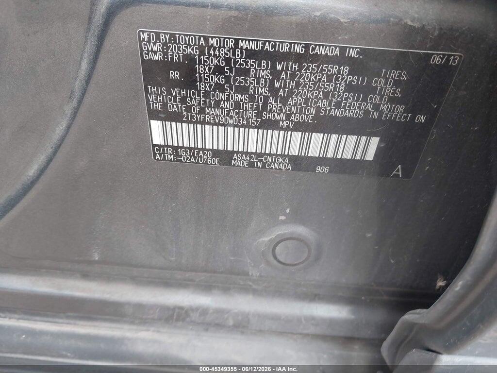 2T3YFREV9DW034157 2013 TOYOTA RAV4 photo no. 9