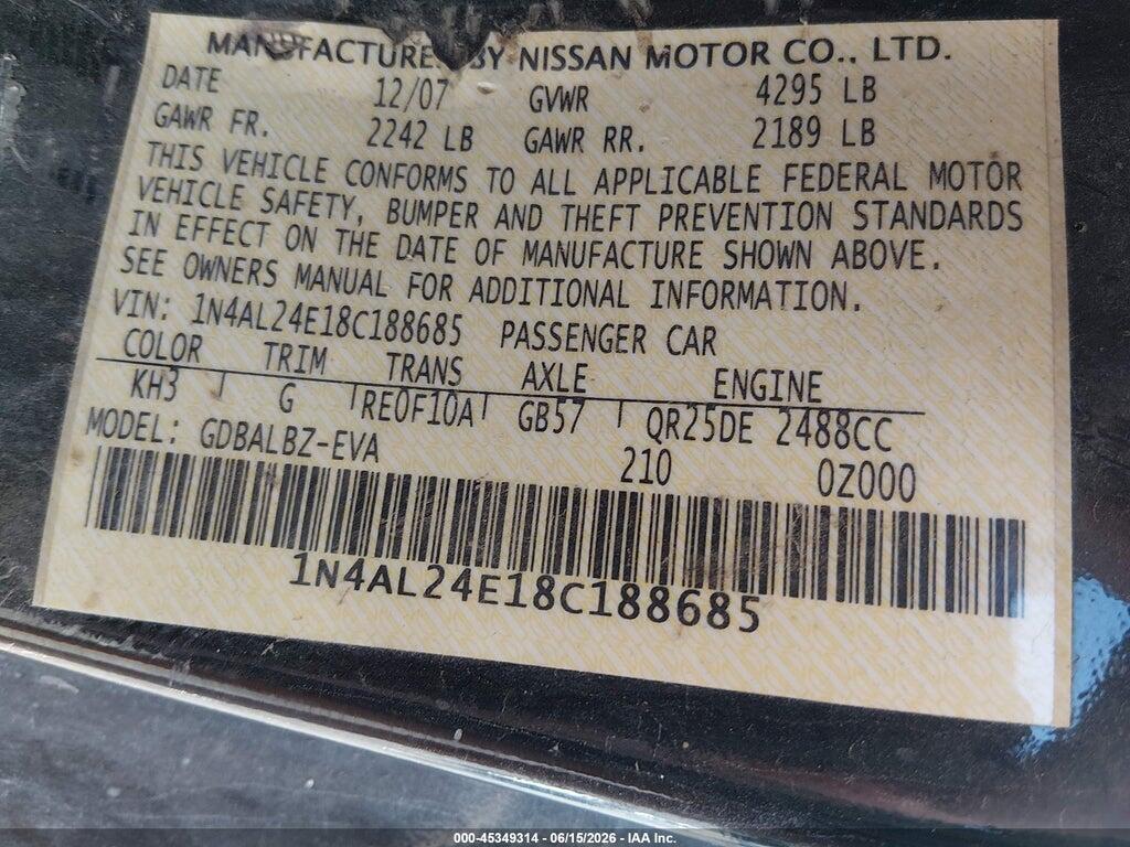 1N4AL24E18C188685 2008 NISSAN ALTIMA photo no. 9
