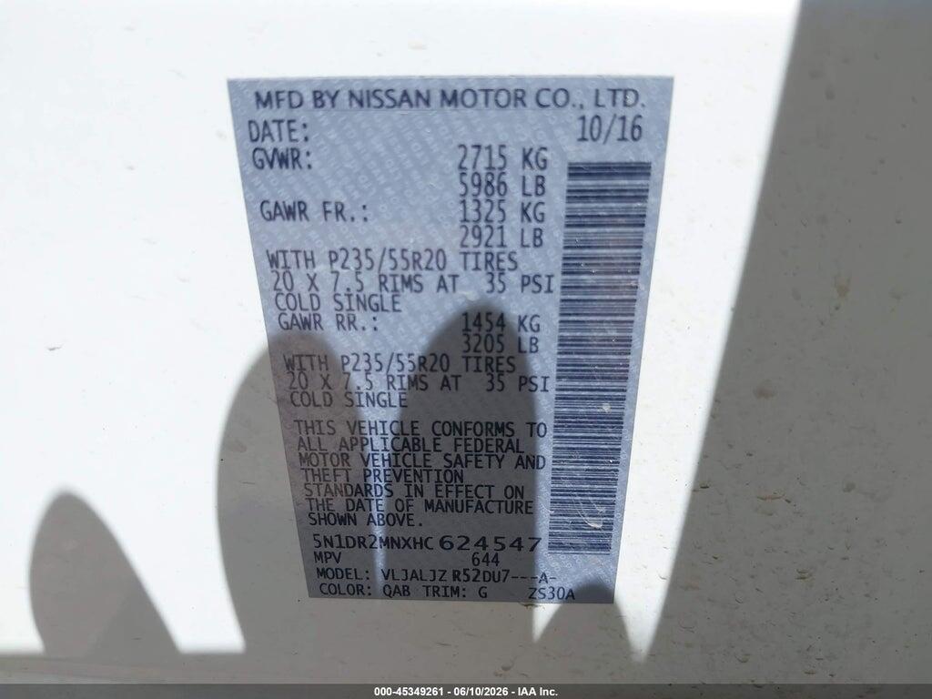 5N1DR2MNXHC624547 2017 NISSAN PATHFINDER photo no. 9