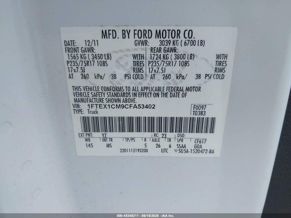 1FTEX1CM9CFA53402 2012 FORD F-150 photo no. 9