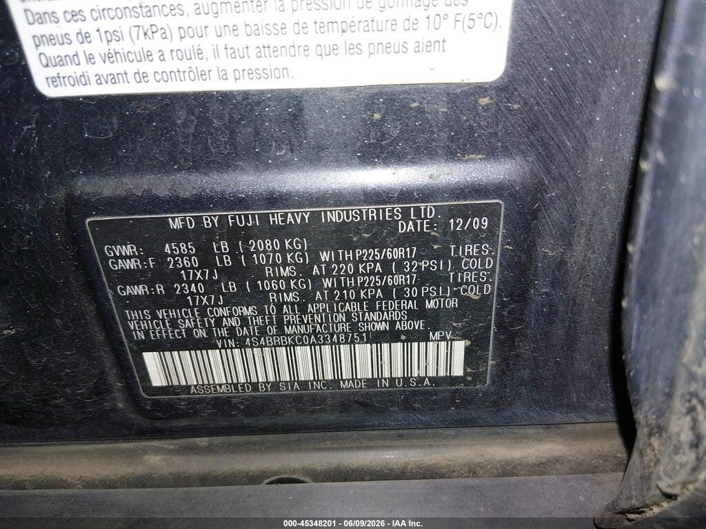 4S4BRBKC0A3348751 2010 SUBARU OUTBACK photo no. 9