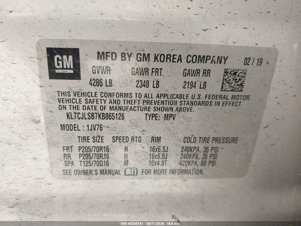KL7CJLSB7KB865126 2019 CHEVROLET TRAX photo no. 9
