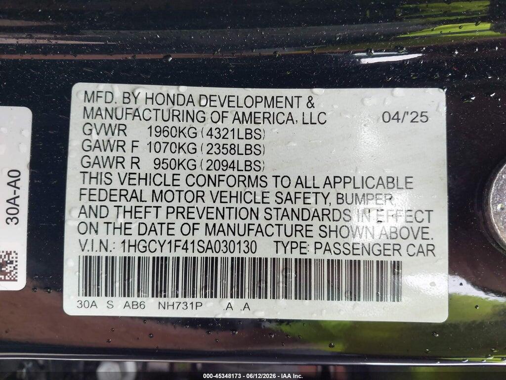 1HGCY1F41SA030130 2025 HONDA ACCORD photo no. 9
