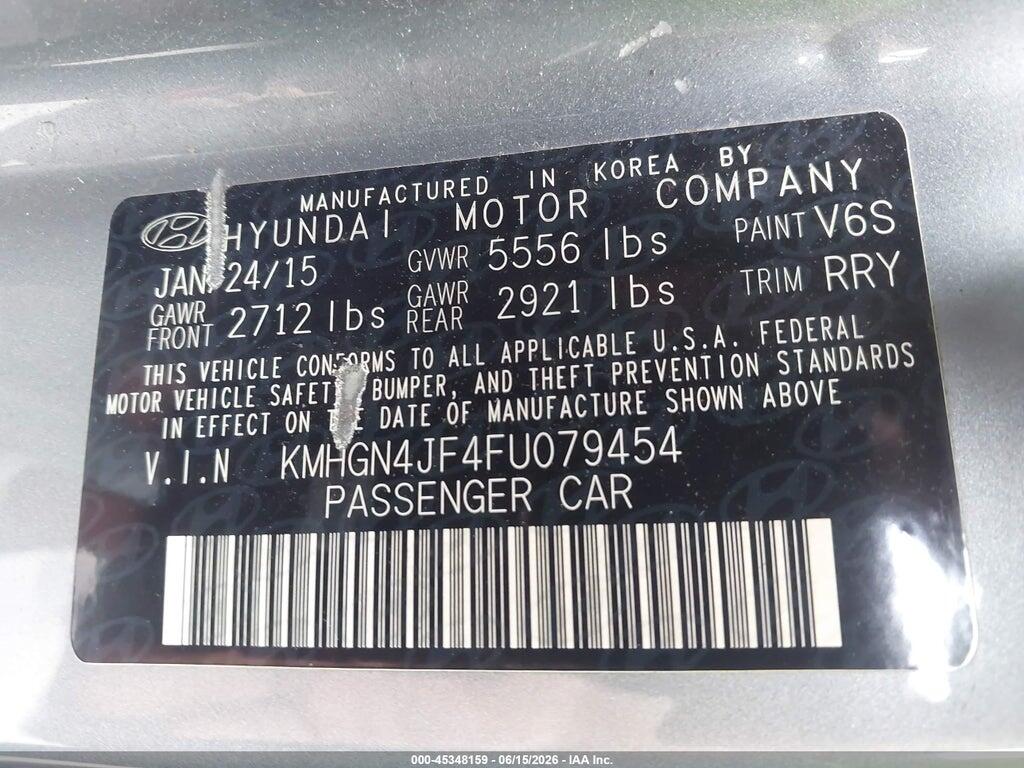 KMHGN4JF4FU079454 2015 HYUNDAI GENESIS photo no. 9