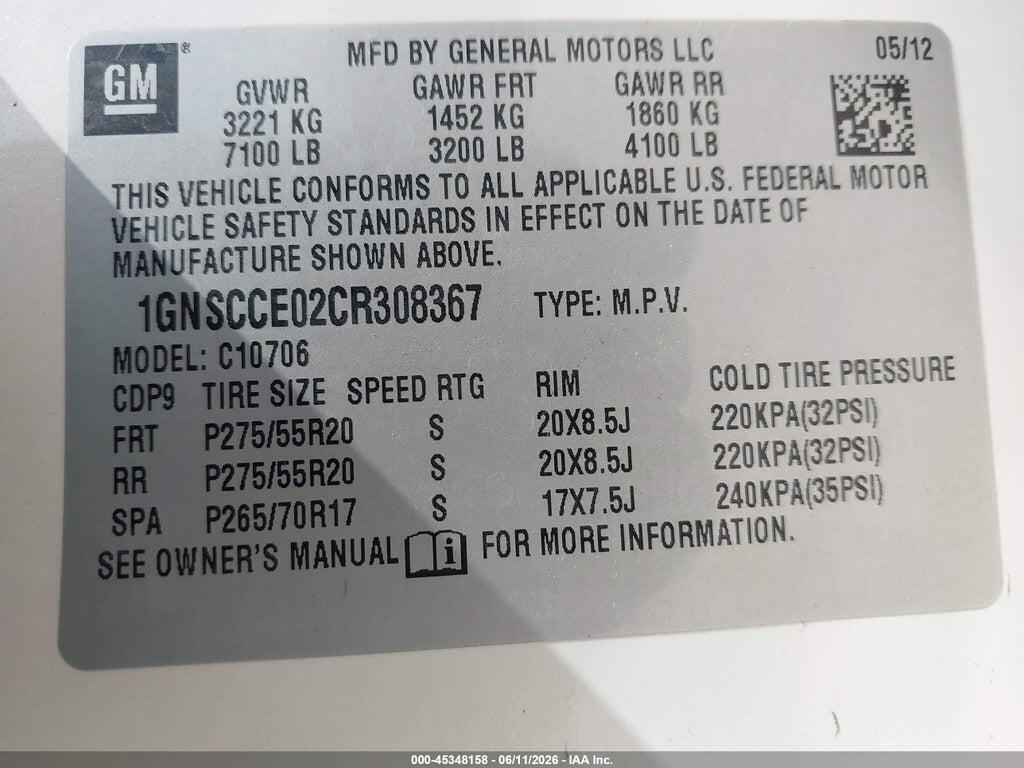 1GNSCCE02CR308367 2012 CHEVROLET TAHOE photo no. 9