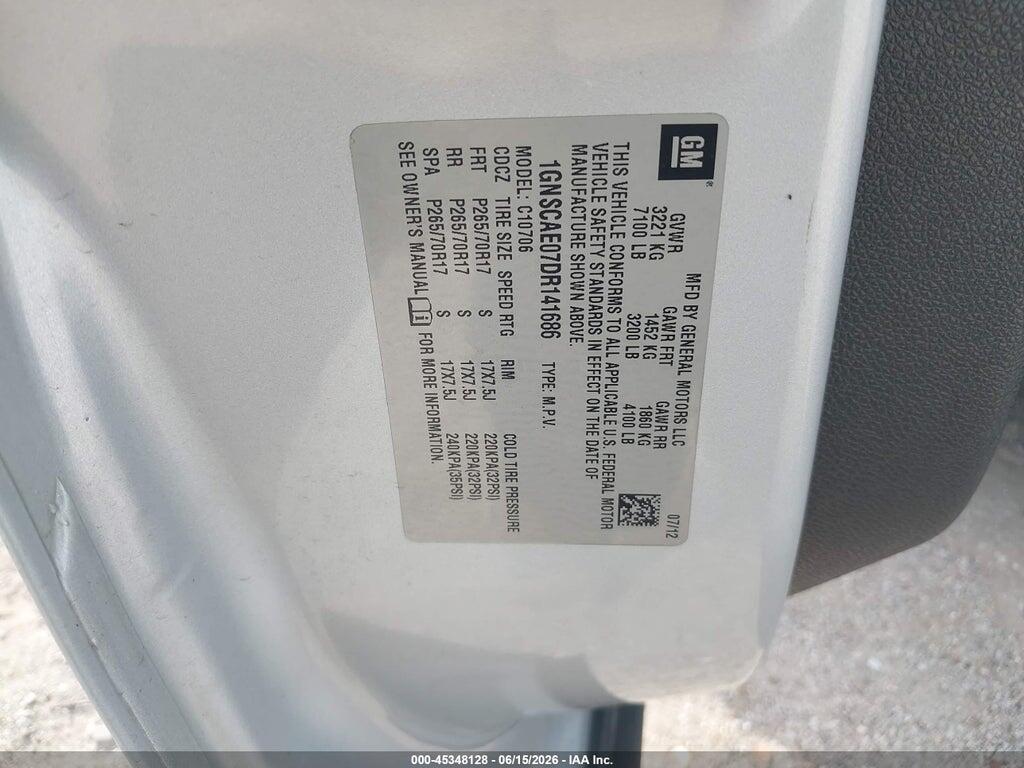 1GNSCAE07DR141686 2013 CHEVROLET TAHOE photo no. 9