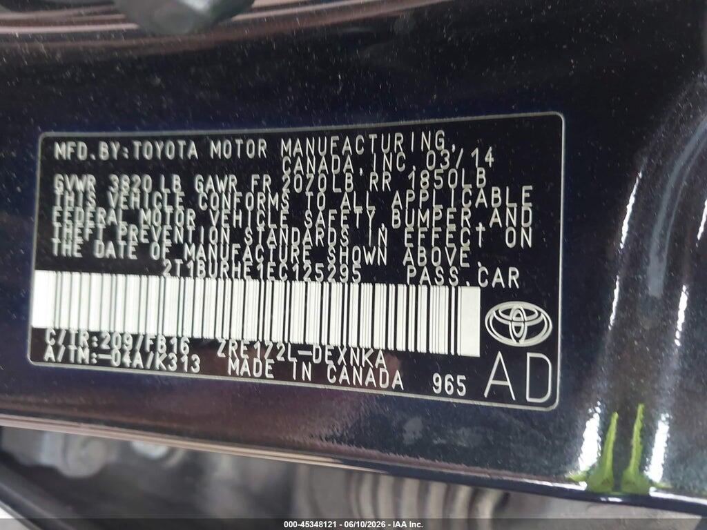 2T1BURHE1EC125295 2014 TOYOTA COROLLA photo no. 9