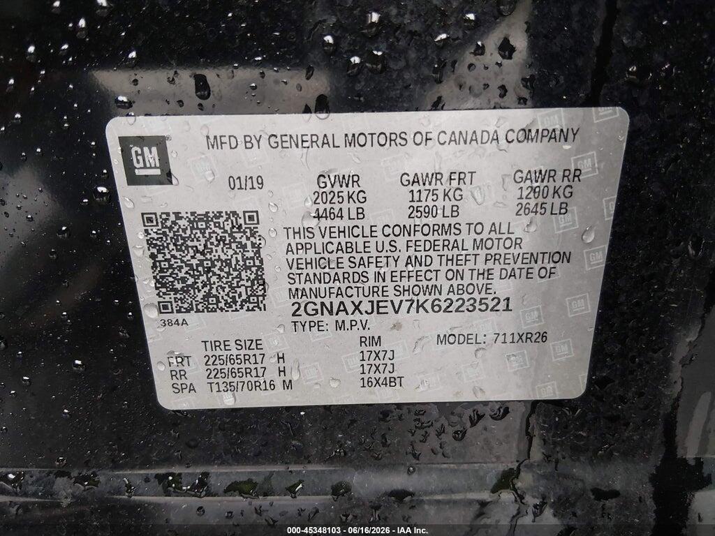 2GNAXJEV7K6223521 2019 CHEVROLET EQUINOX photo no. 9