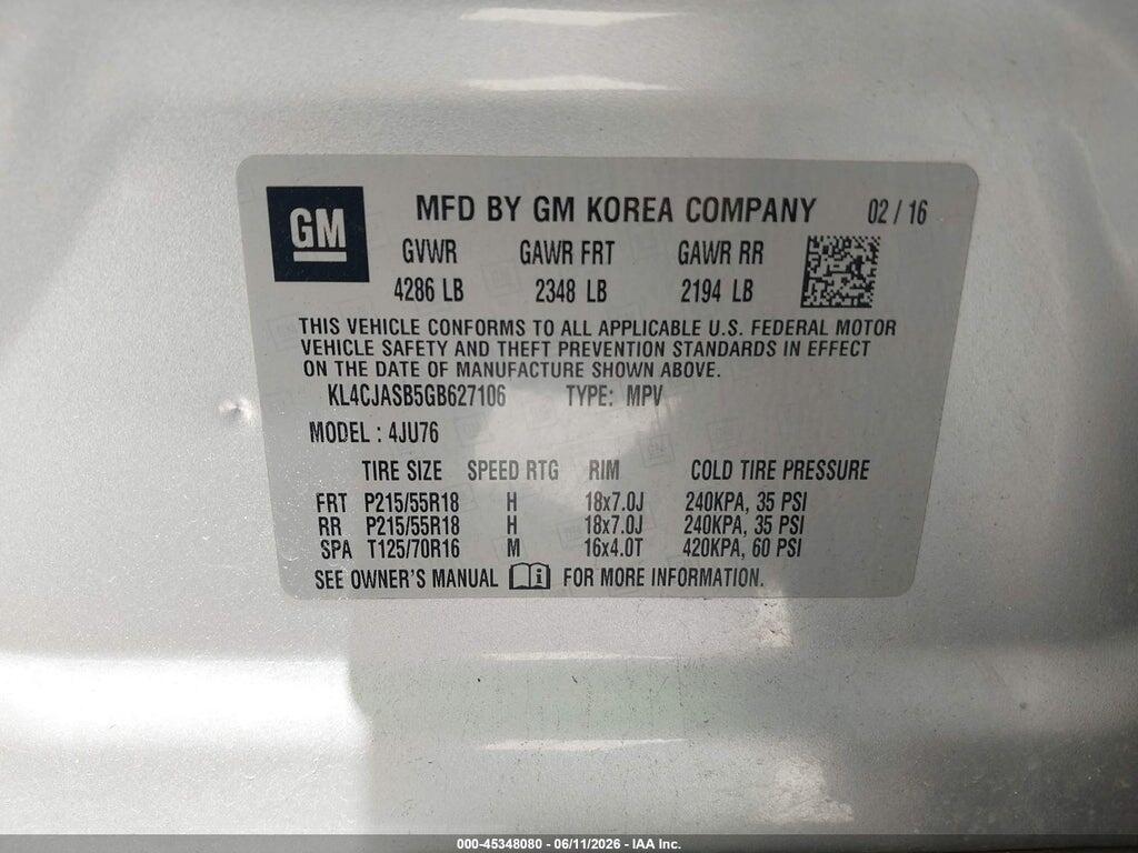 KL4CJASB5GB627106 2016 BUICK ENCORE photo no. 9