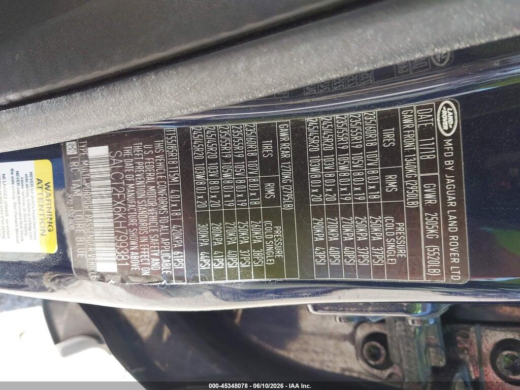 SALCT2FX6KH799381 2019 LAND ROVER DISCOVERY SPORT photo no. 9