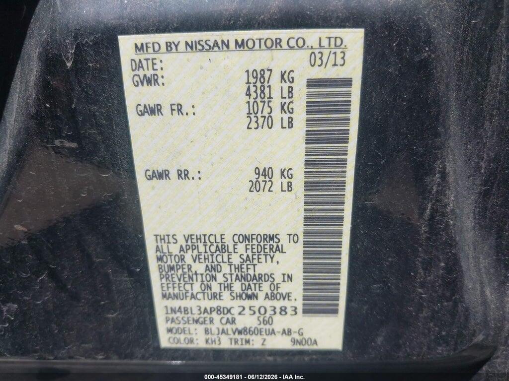 1N4BL3AP8DC250383 2013 NISSAN ALTIMA photo no. 9