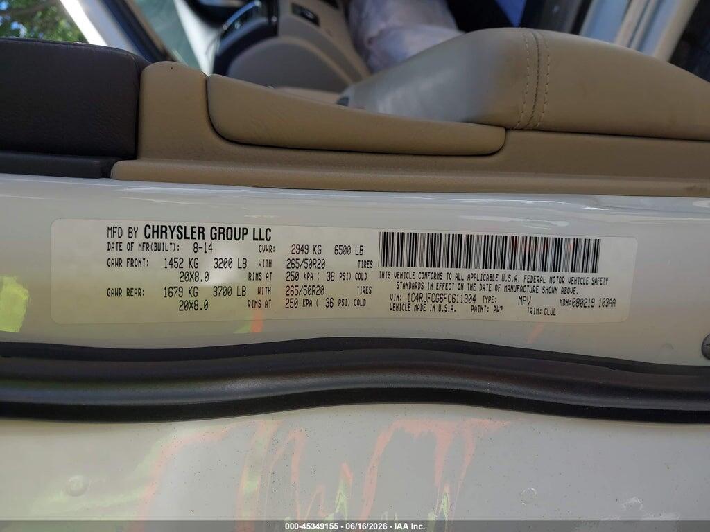 1C4RJFCG6FC611304 2015 JEEP GRAND CHEROKEE photo no. 9