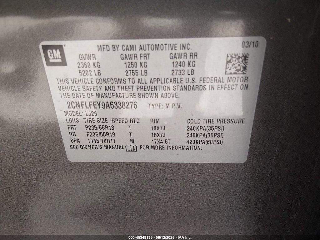 2CNFLFEY9A6338276 2010 CHEVROLET EQUINOX photo no. 9