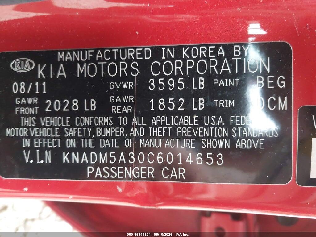 KNADM5A30C6014653 2012 KIA RIO5 photo no. 9