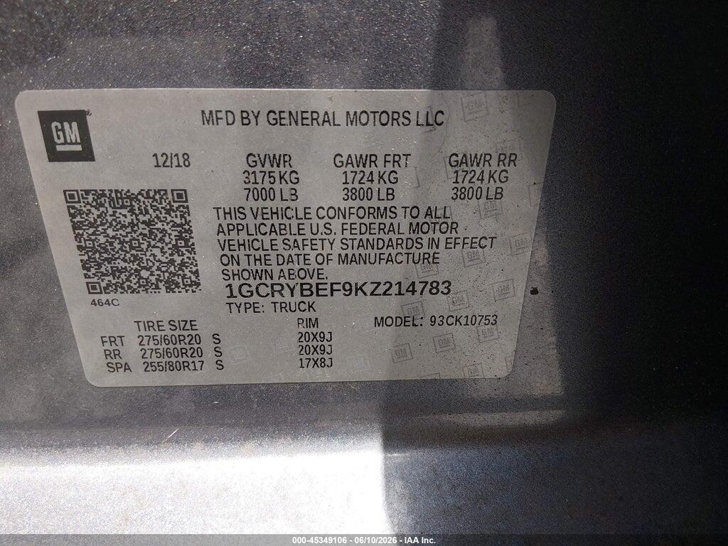 1GCRYBEF9KZ214783 2019 CHEVROLET SILVERADO 1500 photo no. 9