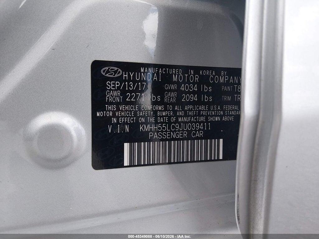 KMHH55LC9JU039411 2018 HYUNDAI ELANTRA GT photo no. 9