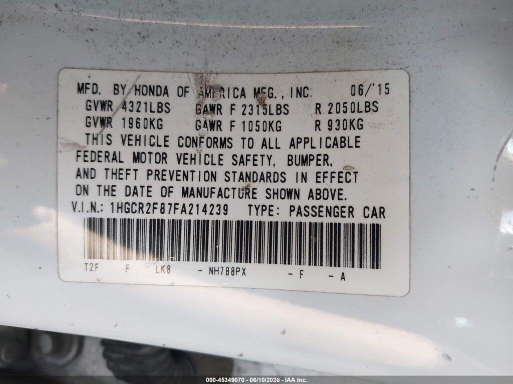 1HGCR2F87FA214239 2015 HONDA ACCORD photo no. 9