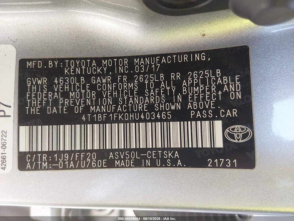 4T1BF1FK0HU403465 2017 TOYOTA CAMRY photo no. 9