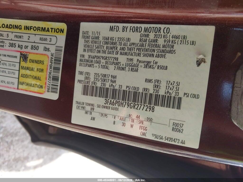 3FA6P0H79GR277298 2016 FORD FUSION photo no. 9