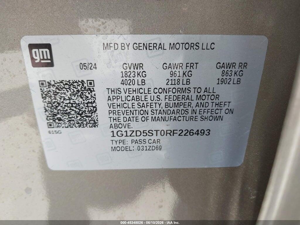 1G1ZD5ST0RF226493 2024 CHEVROLET MALIBU photo no. 9