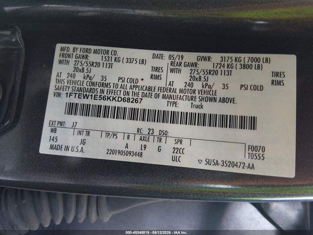 1FTEW1E56KKD68267 2019 FORD F-150 photo no. 9