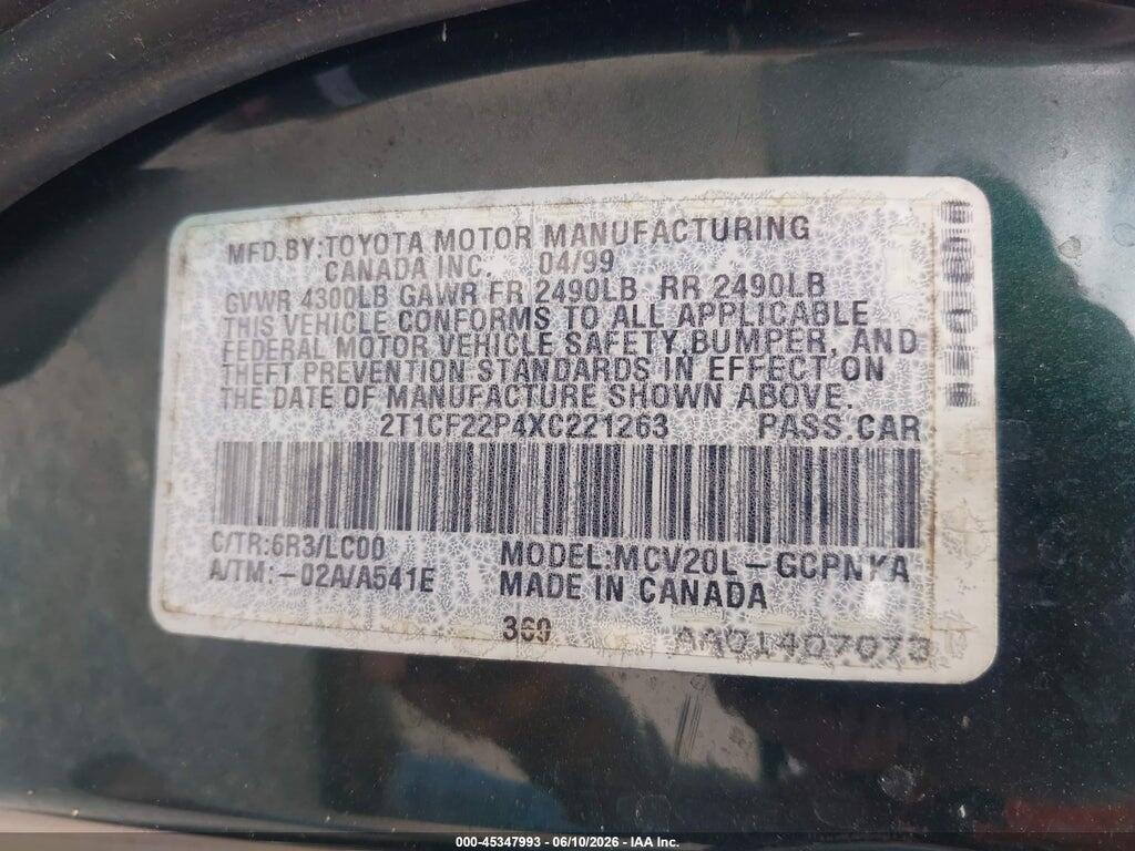 2T1CF22P4XC221263 1999 TOYOTA CAMRY SOLARA photo no. 9