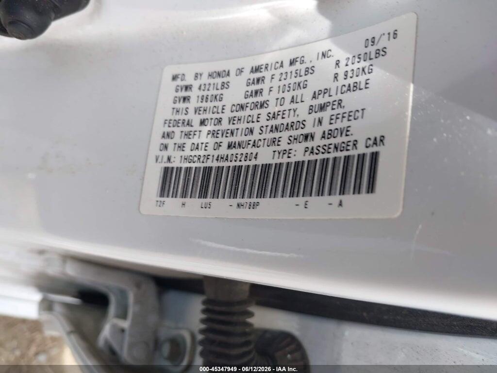 1HGCR2F14HA052804 2017 HONDA ACCORD photo no. 9