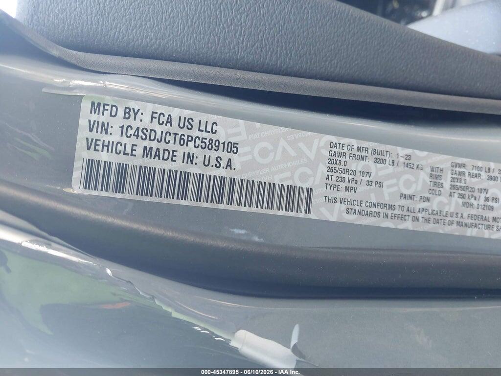 1C4SDJCT6PC589105 2023 DODGE DURANGO photo no. 9