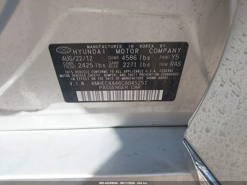 KMHEC4A46CA045251 2012 HYUNDAI SONATA HYBRID photo no. 9