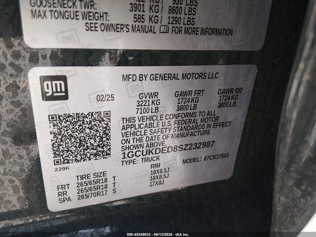 1GCUKDED8SZ232987 2025 CHEVROLET SILVERADO 1500 photo no. 9