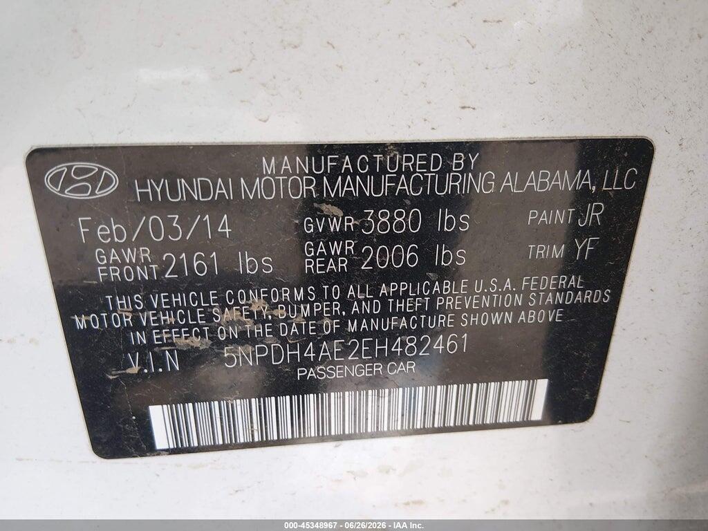 5NPDH4AE2EH482461 2014 HYUNDAI ELANTRA photo no. 9