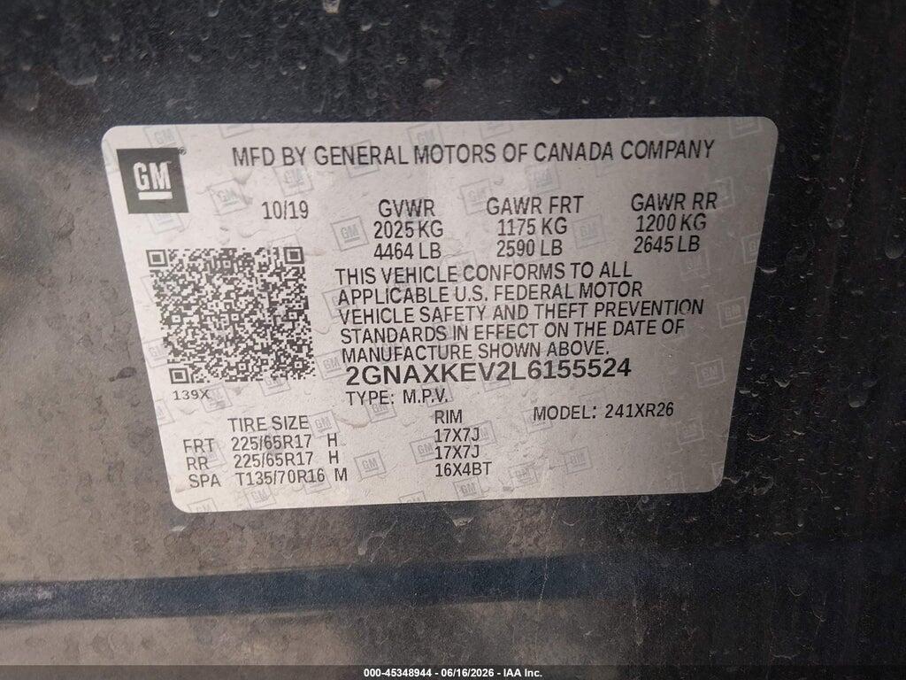 2GNAXKEV2L6155524 2020 CHEVROLET EQUINOX photo no. 9