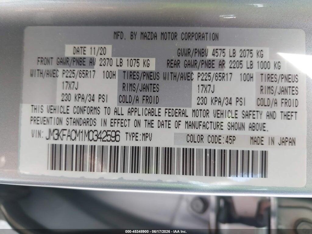 JM3KFACM1M0342596 2021 MAZDA CX-5 photo no. 9