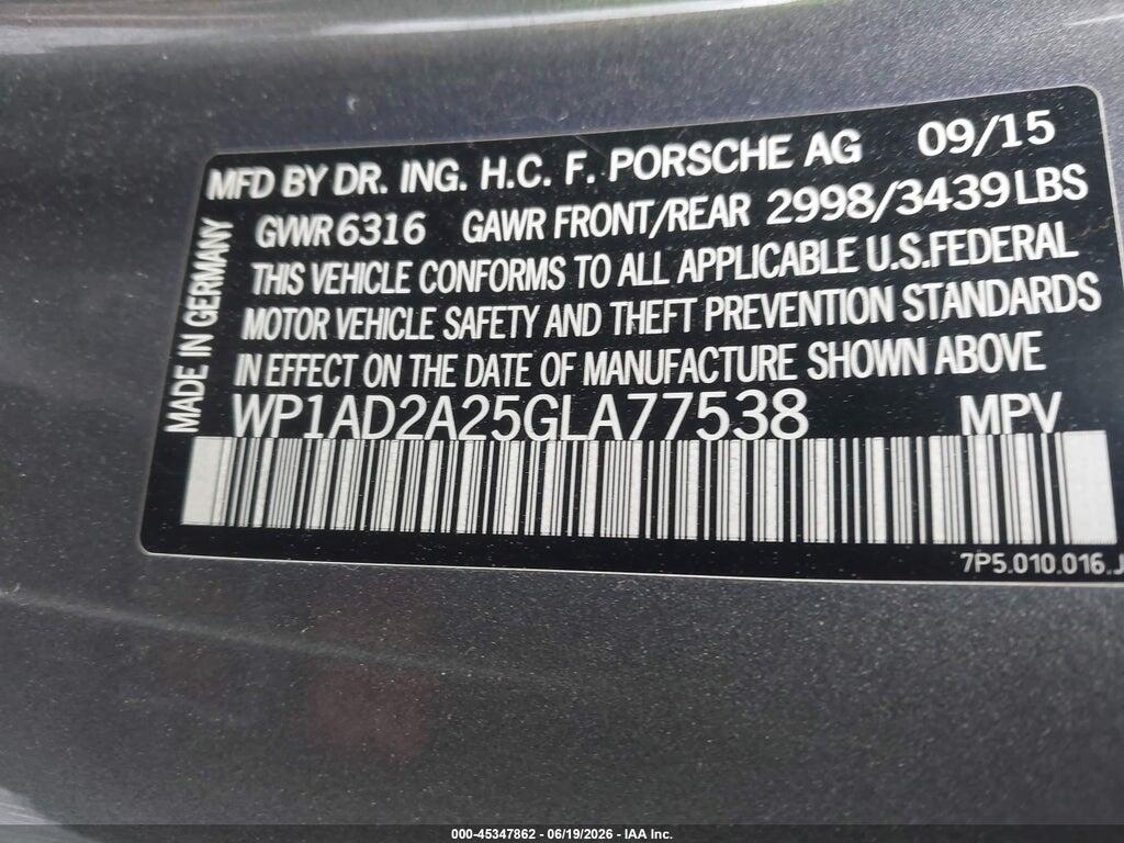 WP1AD2A25GLA77538 2016 PORSCHE CAYENNE photo no. 9