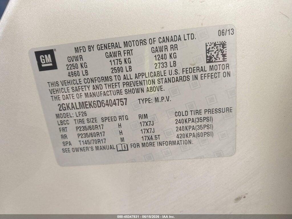 2GKALMEK6D6404757 2013 GMC TERRAIN photo no. 9