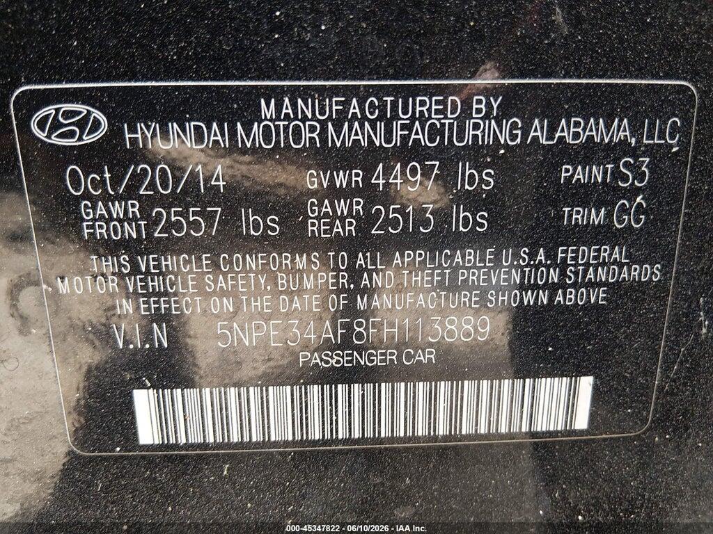 5NPE34AF8FH113889 2015 HYUNDAI SONATA photo no. 9