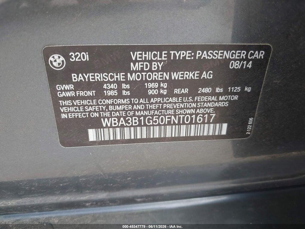 WBA3B1G50FNT01617 2015 BMW 320I photo no. 9