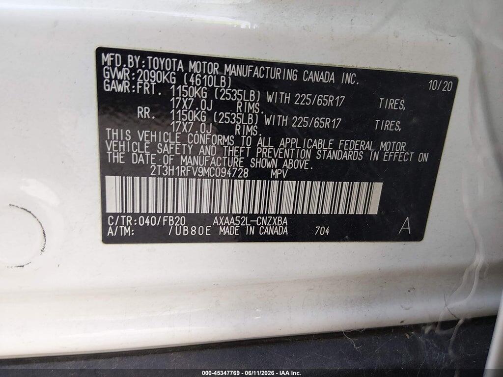 2T3H1RFV9MC094728 2021 TOYOTA RAV4 photo no. 9