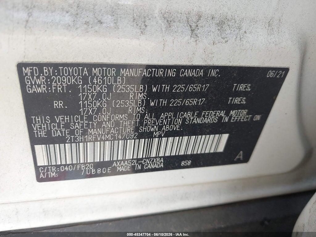 2T3H1RFV4MC147092 2021 TOYOTA RAV4 photo no. 9