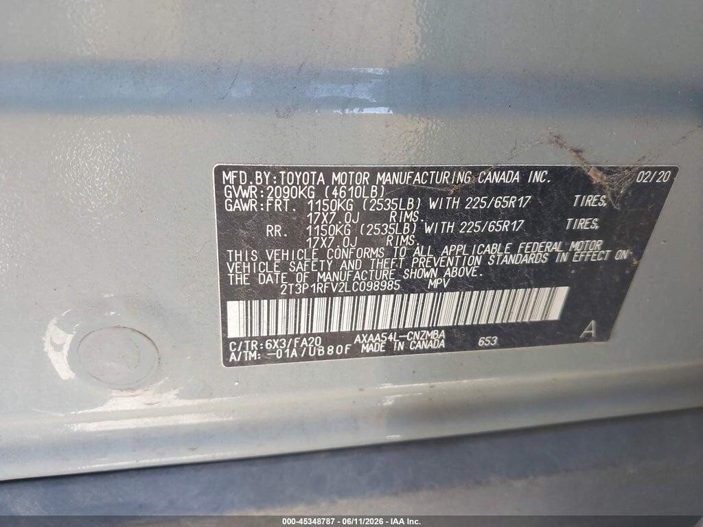 2T3P1RFV2LC098985 2020 TOYOTA RAV4 photo no. 9
