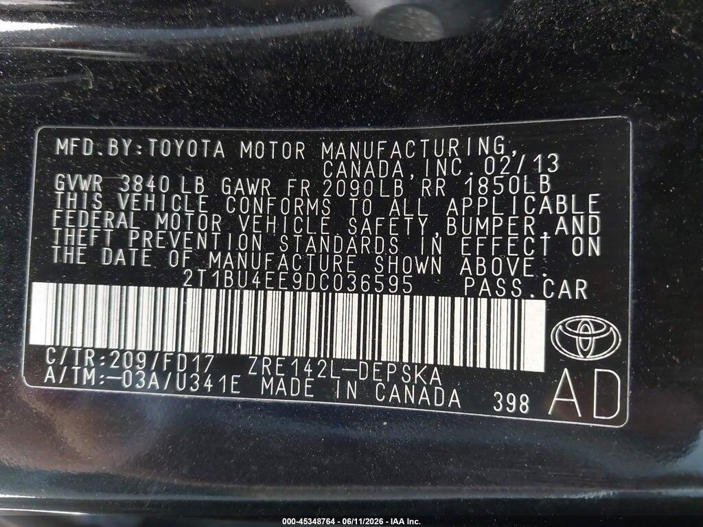 2T1BU4EE9DC036595 2013 TOYOTA COROLLA photo no. 9