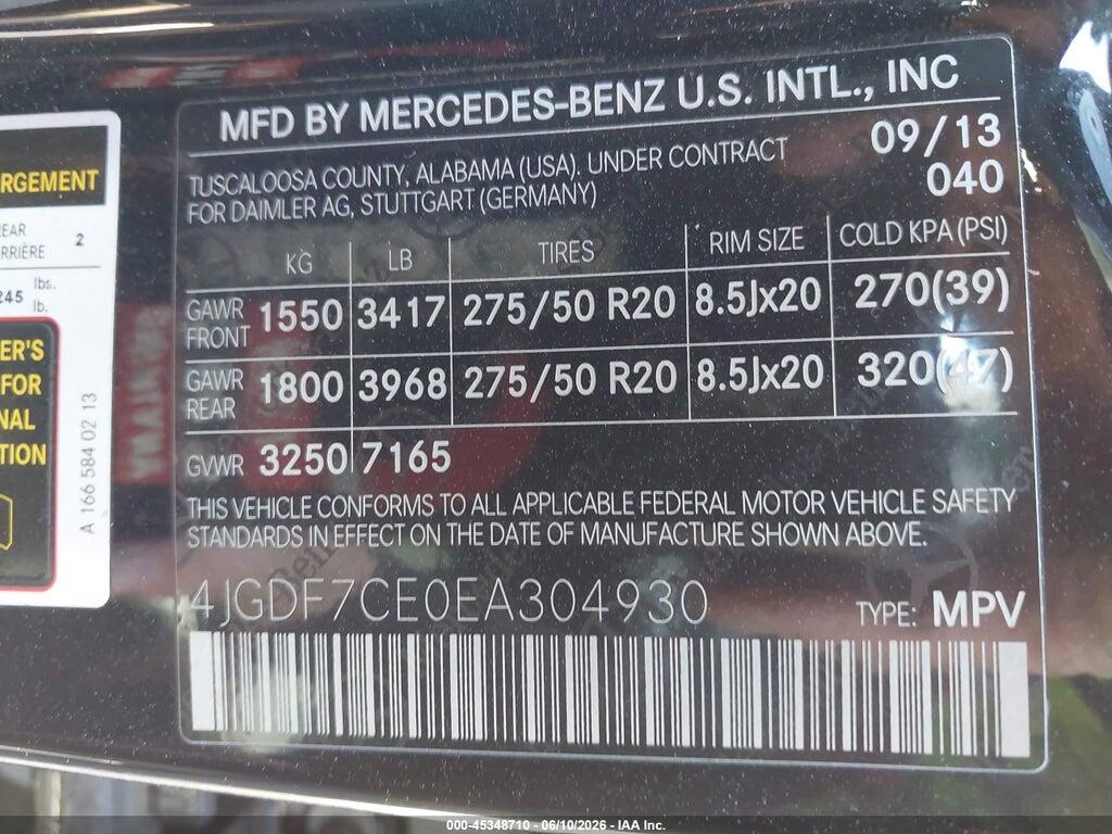 4JGDF7CE0EA304930 2014 MERCEDES-BENZ GL 450 photo no. 9