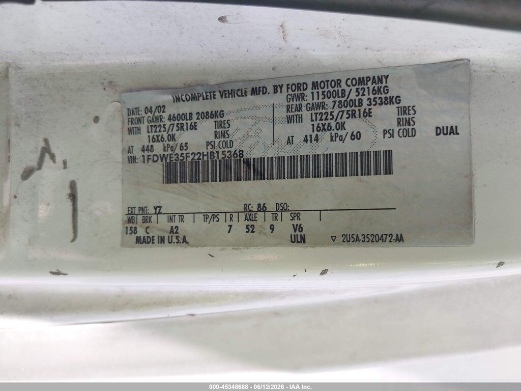 1FDWE35F22HB15368 2002 FORD E-350 CUTAWAY photo no. 8