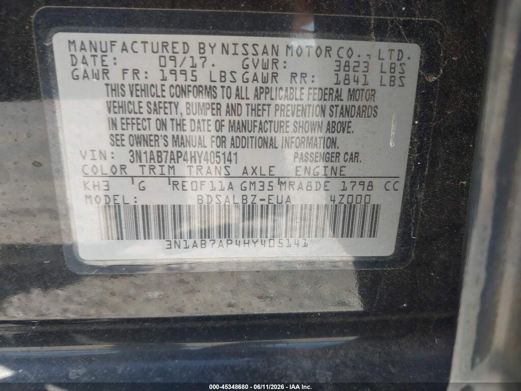 3N1AB7AP4HY405141 2017 NISSAN SENTRA photo no. 9