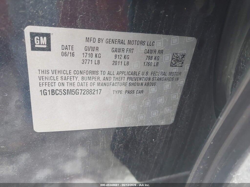 1G1BC5SM5G7288217 2016 CHEVROLET CRUZE photo no. 9