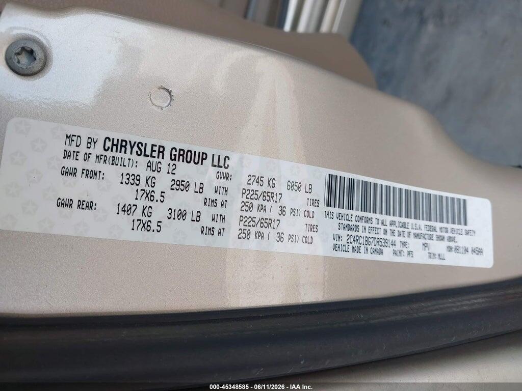 2C4RC1BG7DR539144 2013 CHRYSLER TOWN & COUNTRY photo no. 9