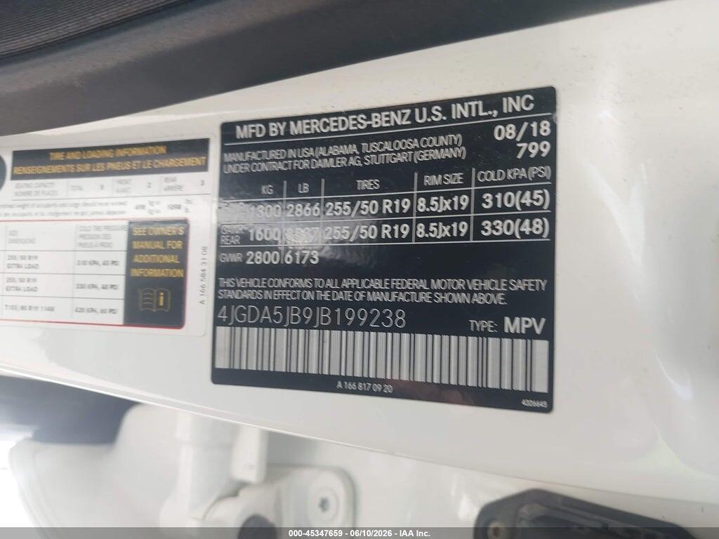 4JGDA5JB9JB199238 2018 MERCEDES-BENZ GLE 350 photo no. 9